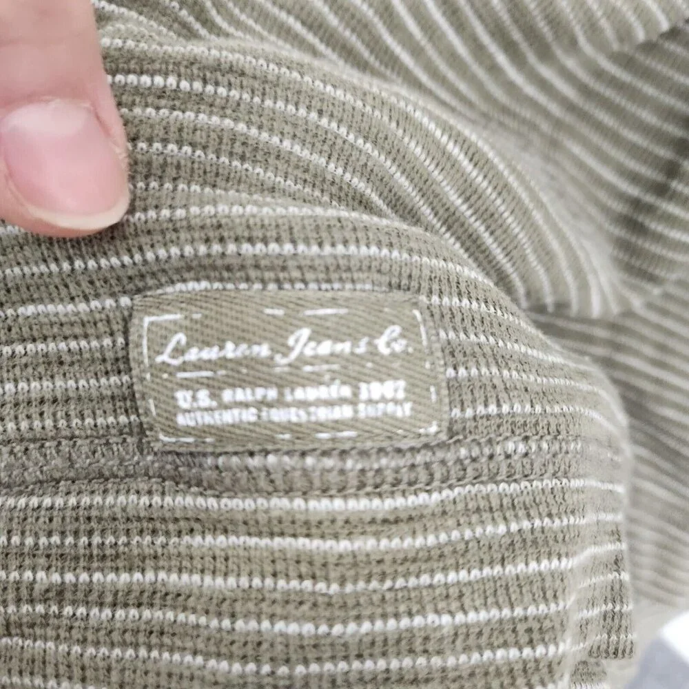 Lauren Jeans Co Ralph‎ Lauren Womens Hoodie Medium Olive Green Striped Pullover